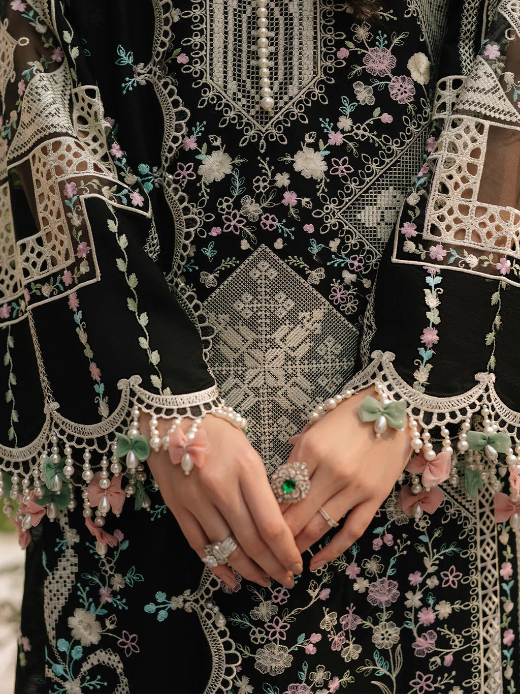 BIN ILYAAS - 3PC LAWN EMBROIDERED SHIRT WITH KHADDI NET EMBROIDERED DUPATTA AND TROUSER - HZG2813