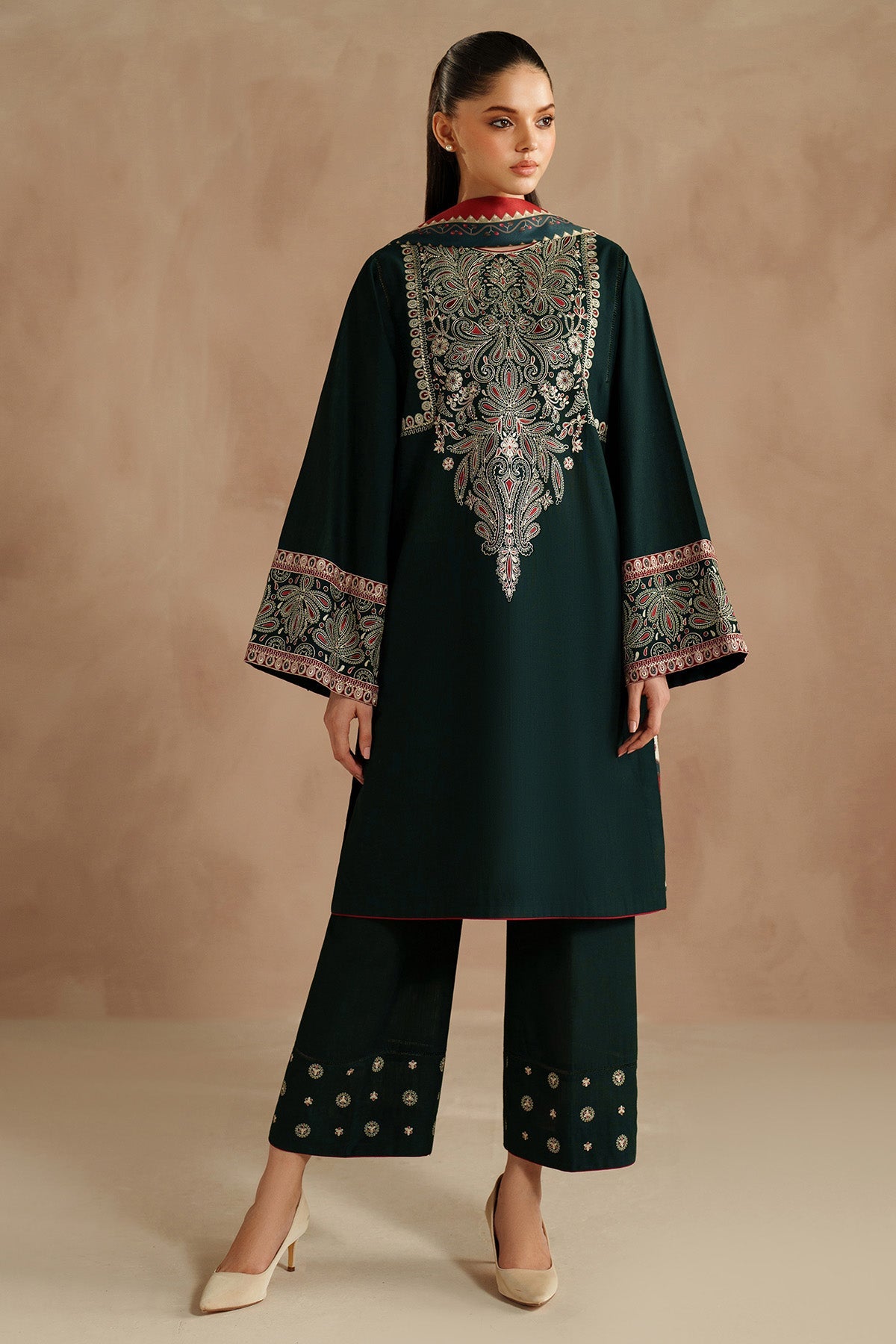 JAZMIN - Dhanak 3-Piece Unstitched Embroidered Suit