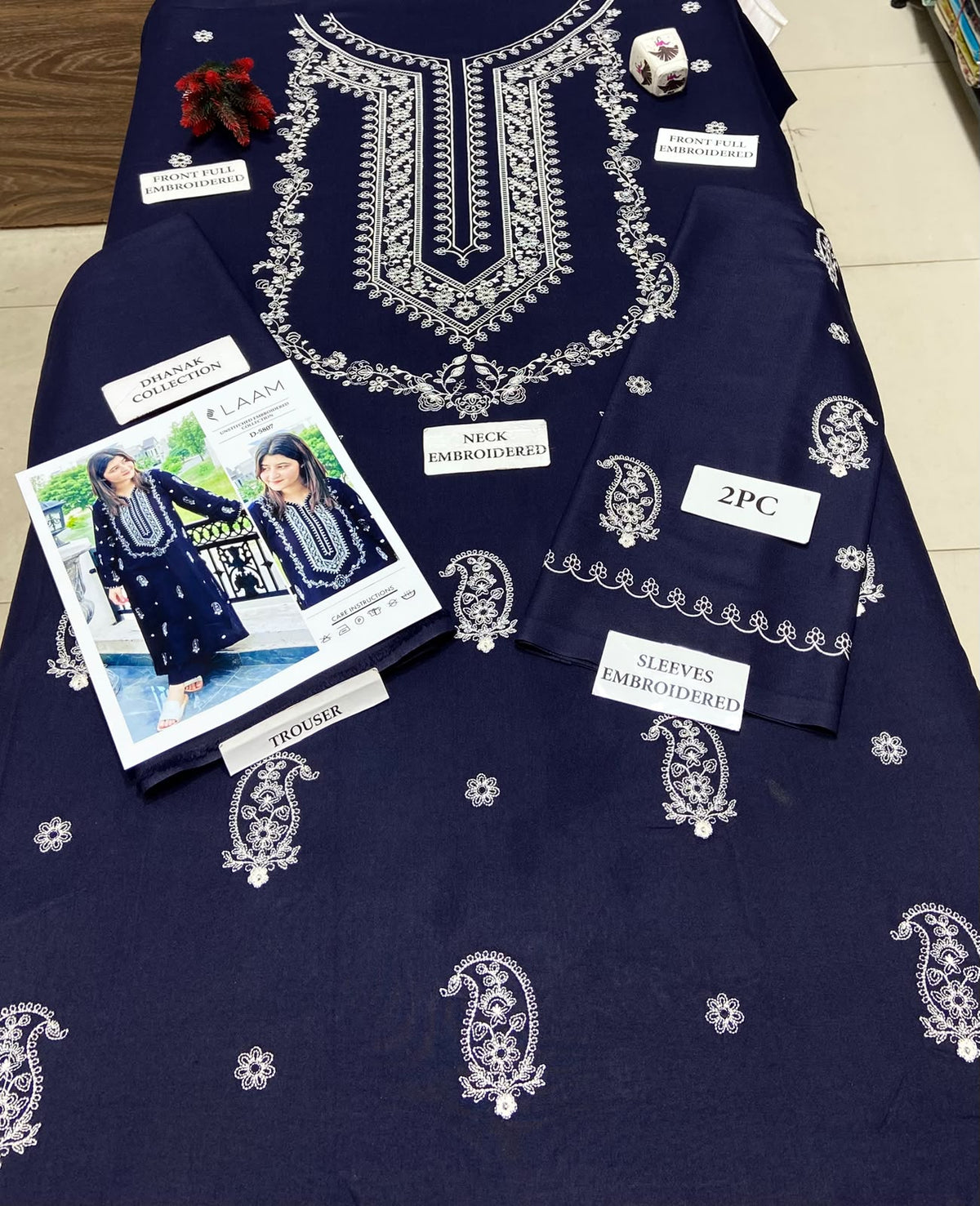2 Piece - Unstitched Dhanak Embroidered Suit