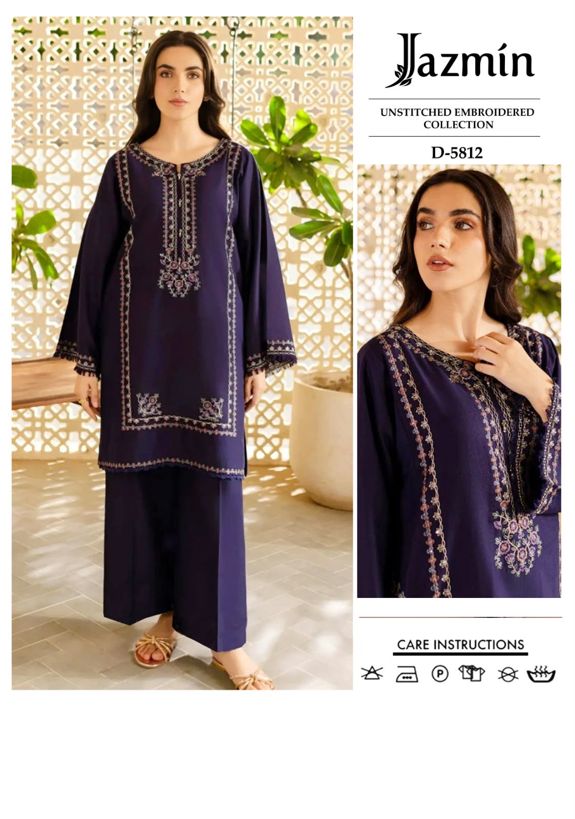 2 Piece - Unstitched Dhanak Embroidered Suite