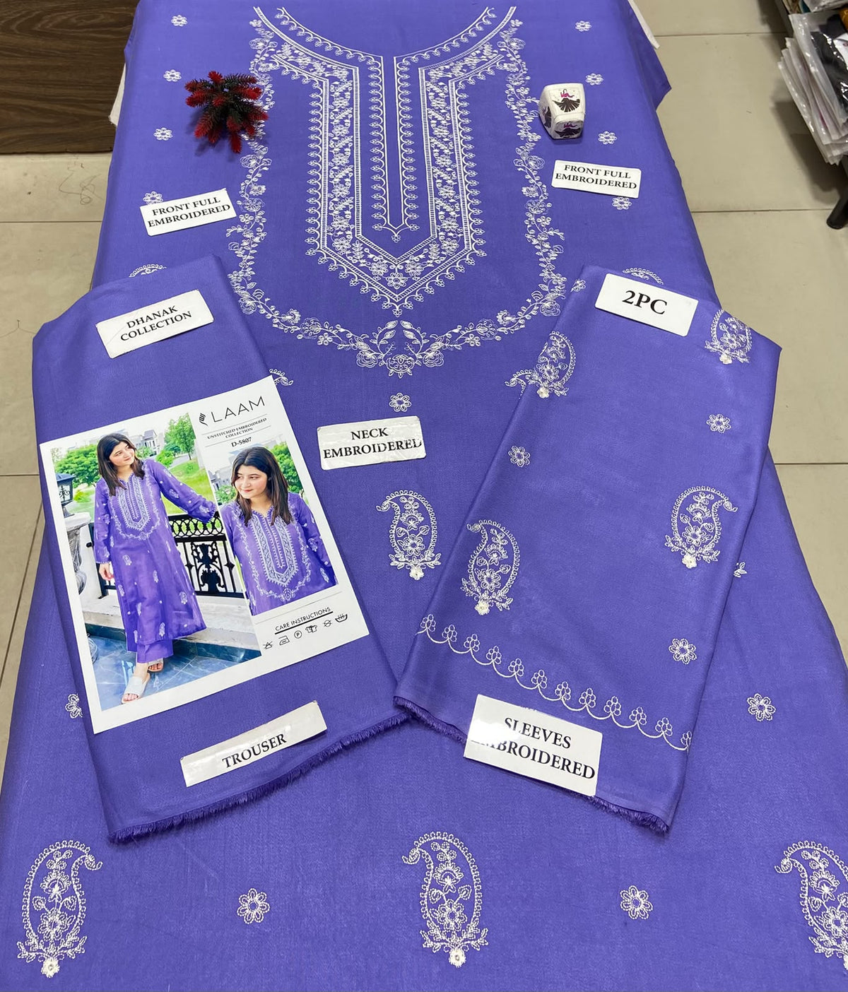 2 Piece - Unstitched Dhanak Embroidered Suit