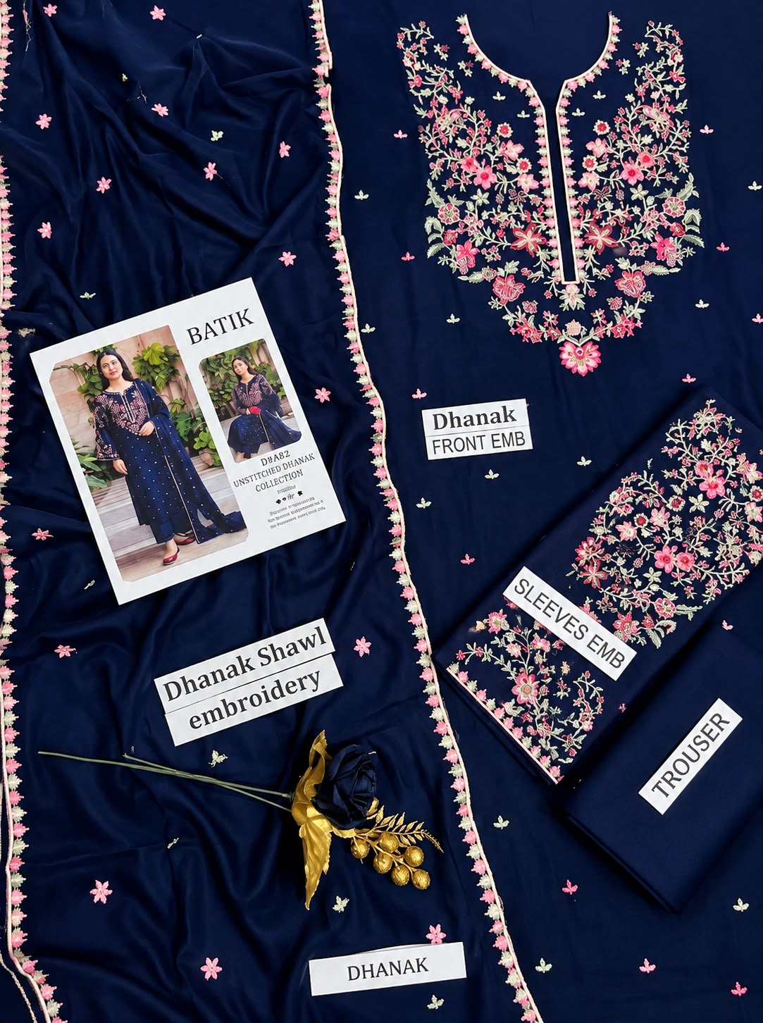 Batik Winter Midnight – 3PC Unstitched Dhanak Embroidered Suit