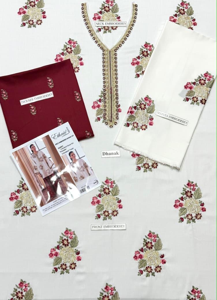 Ethnic 2 Piece - Unstitched Dhanak Embroidered Suit