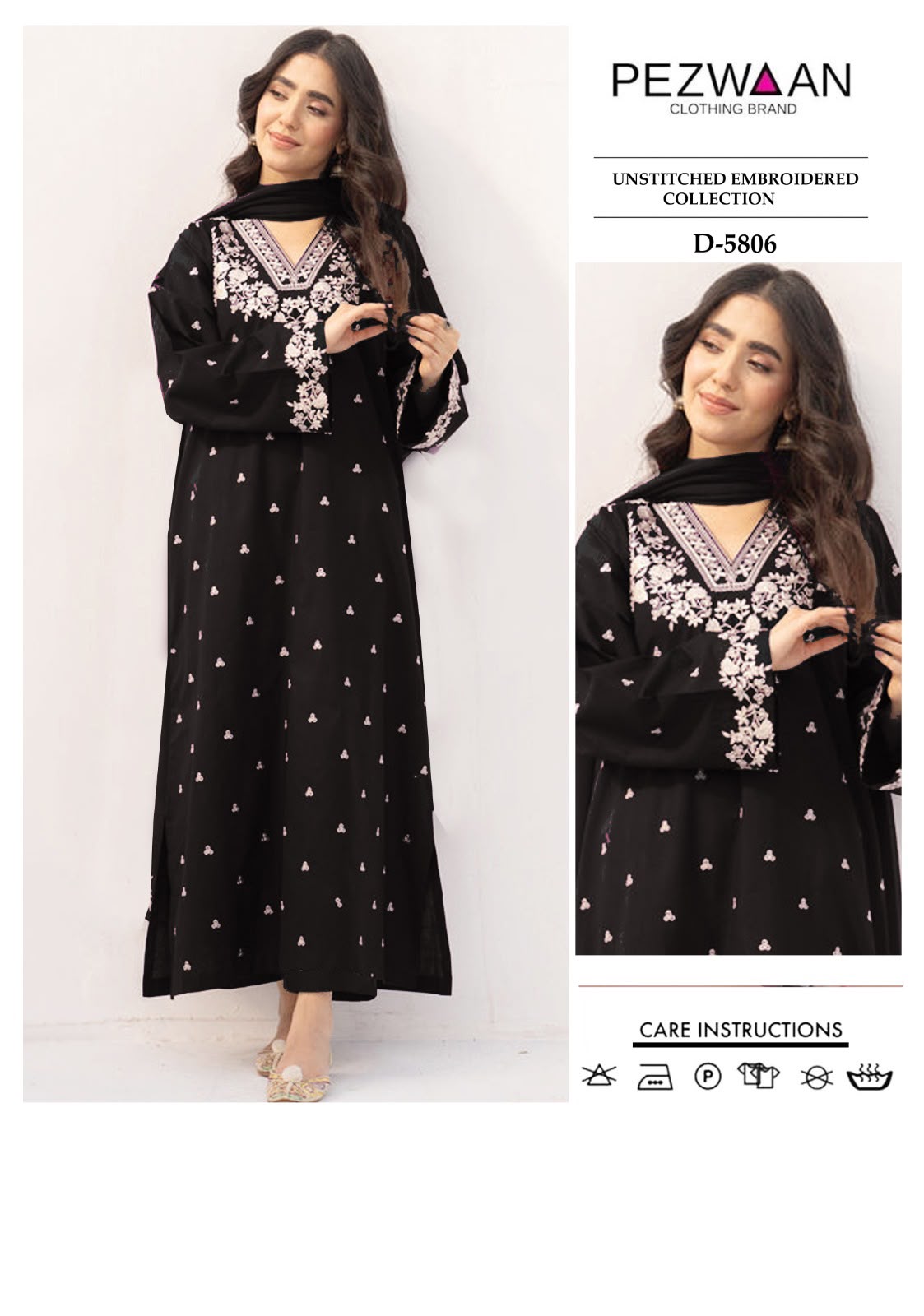 2 Piece - Unstitched Dhanak Embroidered Suit