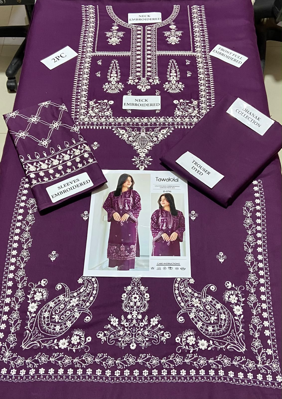 2 Piece - Unstitched Dhanak Embroidered Suite