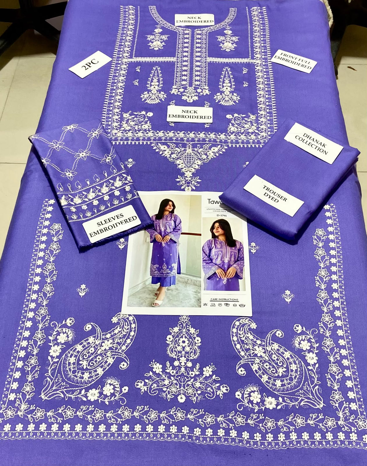 2 Piece - Unstitched Dhanak Embroidered Suite