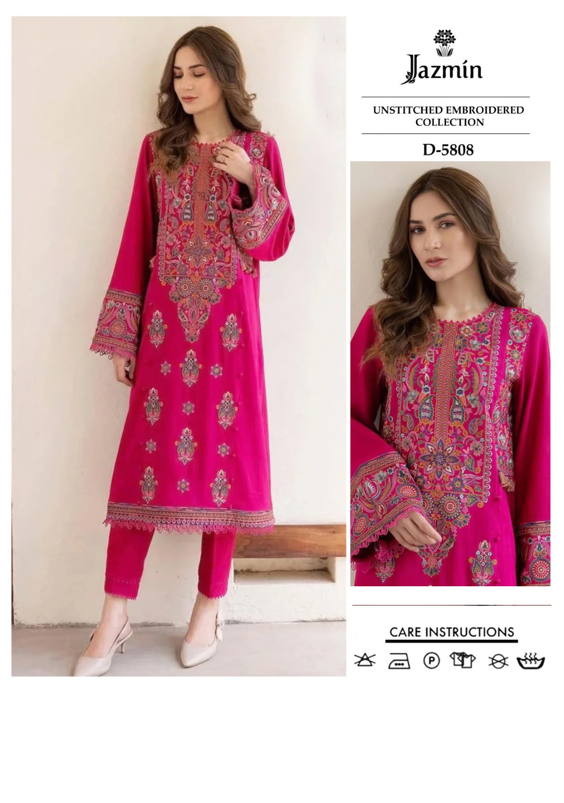 2 Piece - Unstitched Dhanak Embroidered Suite