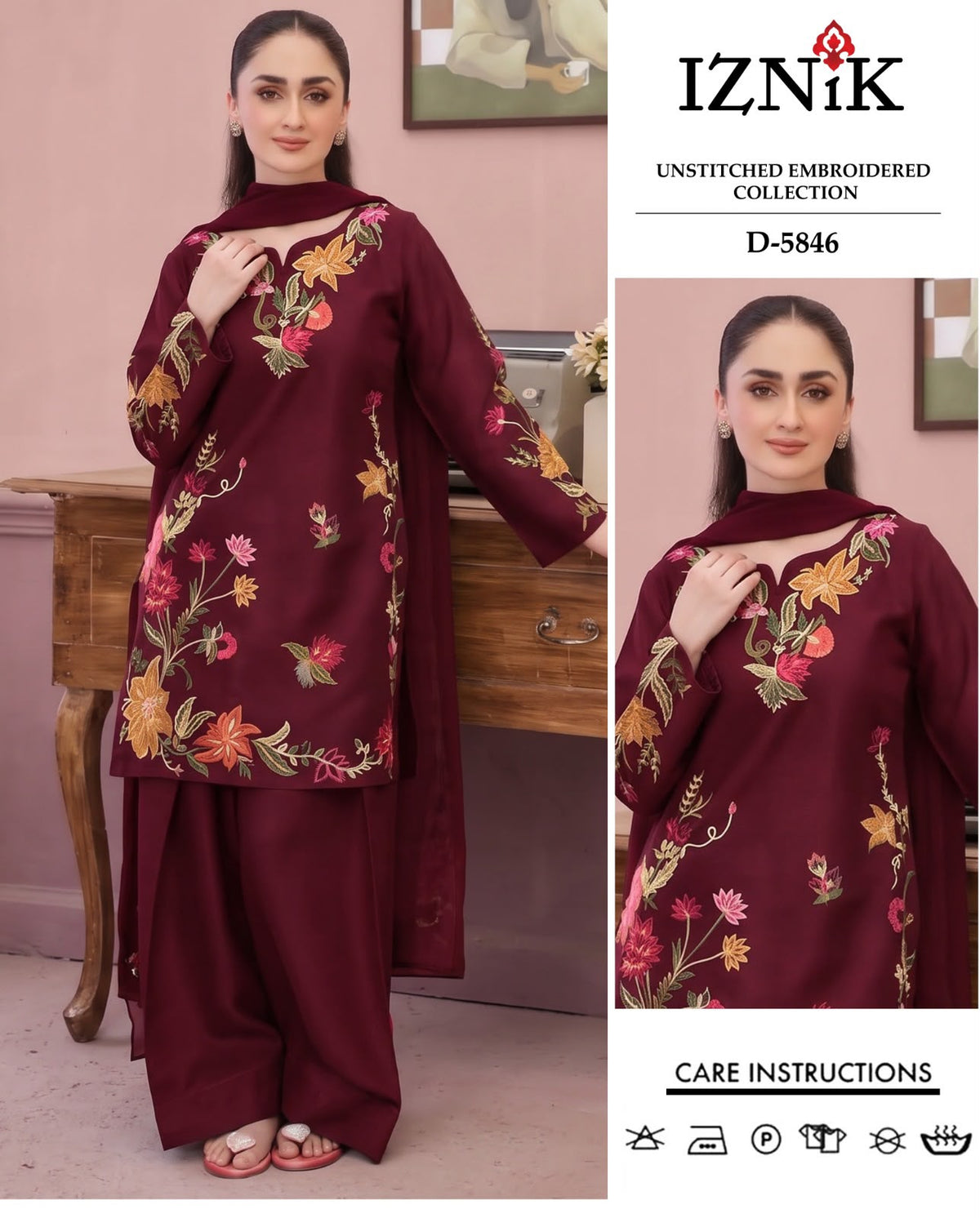Iznik 2 Piece - Unstitched Dhanak Embroidered Suite