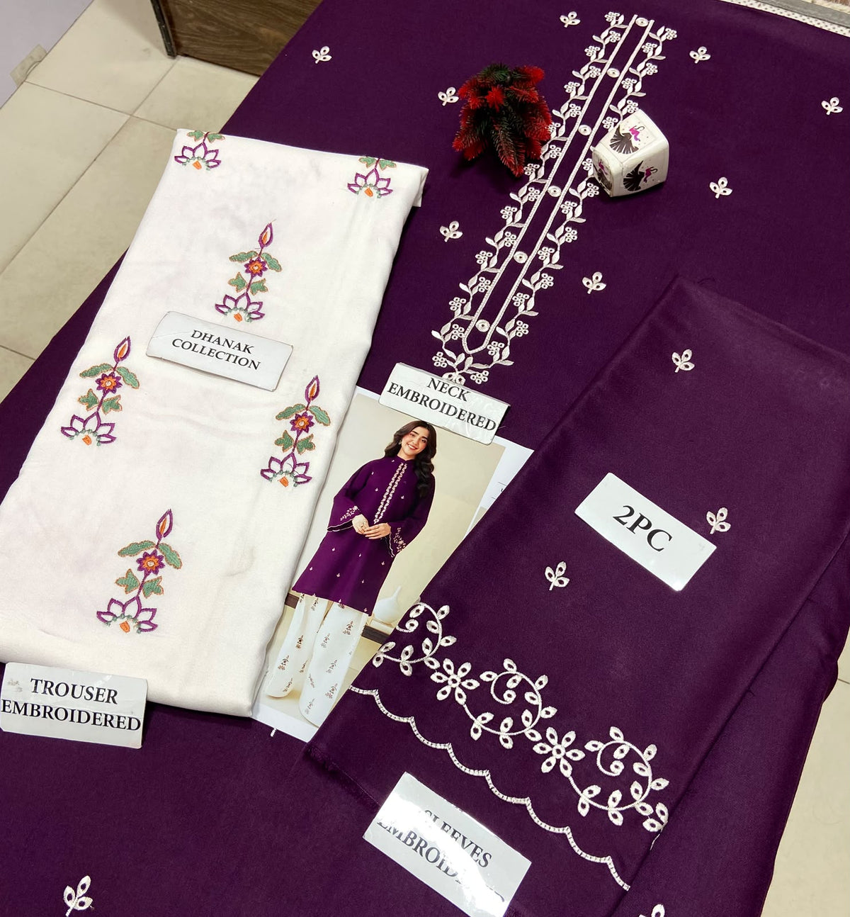 2 Piece - Unstitched Dhanak Embroidered Suit