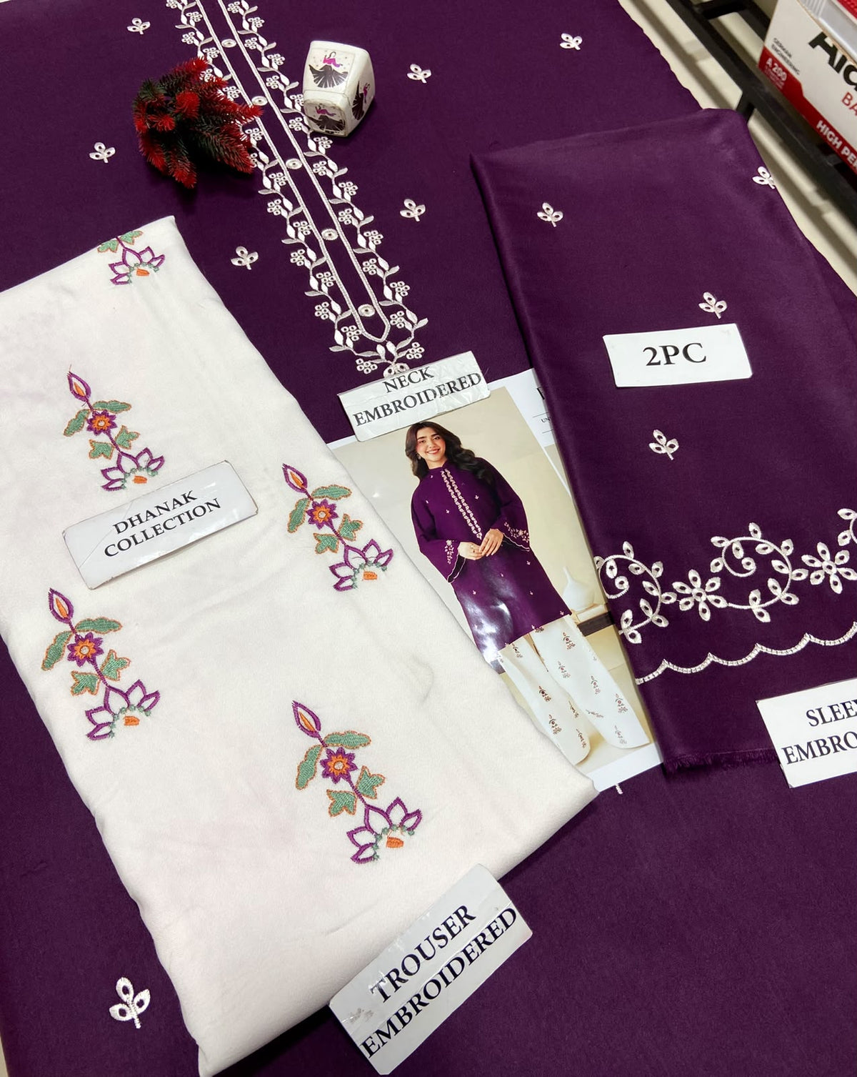 2 Piece - Unstitched Dhanak Embroidered Suit