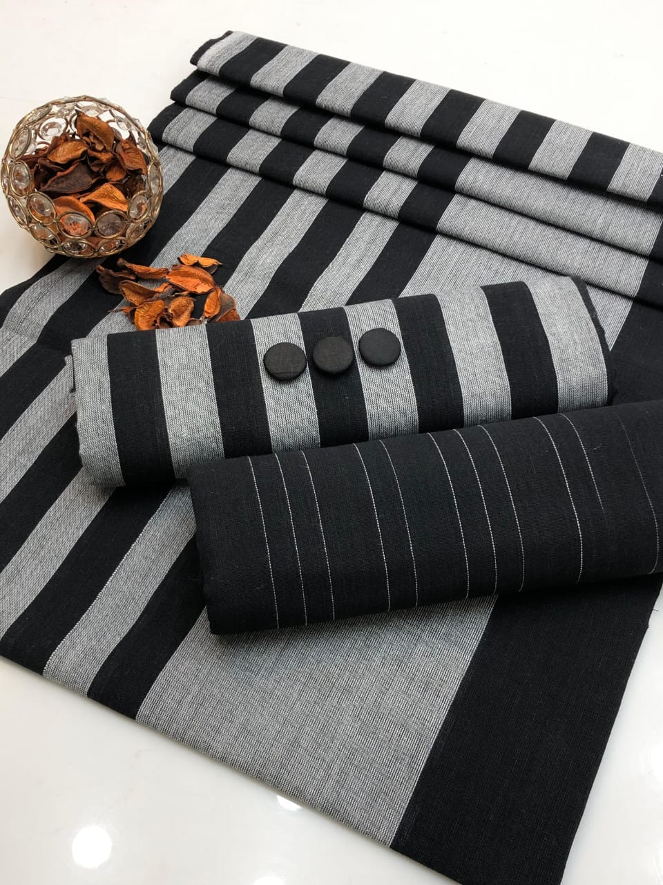 Khaadi Multani Susi 3 Piece Unstitched Suit – Black & Grey