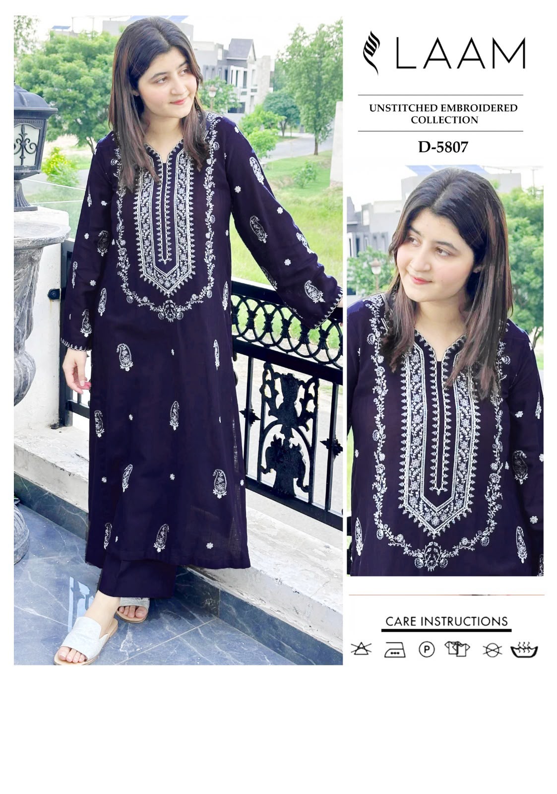 2 Piece - Unstitched Dhanak Embroidered Suit