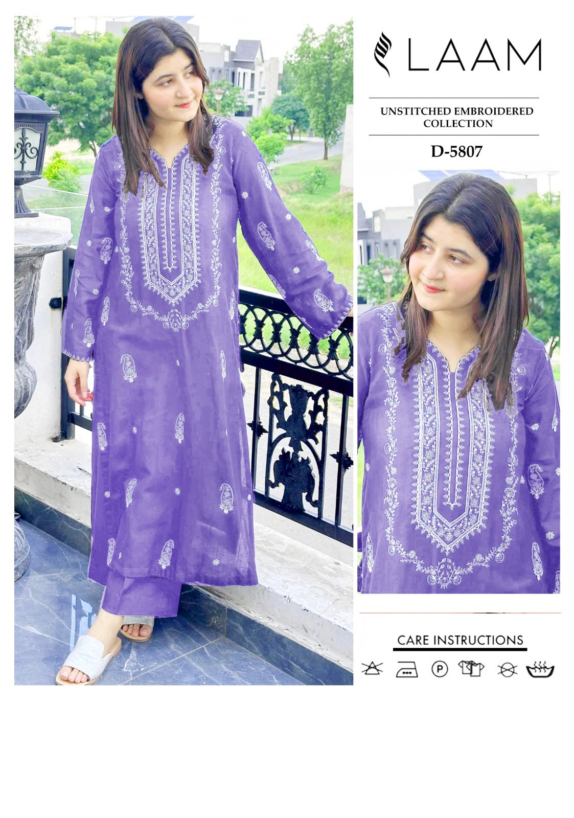 2 Piece - Unstitched Dhanak Embroidered Suit
