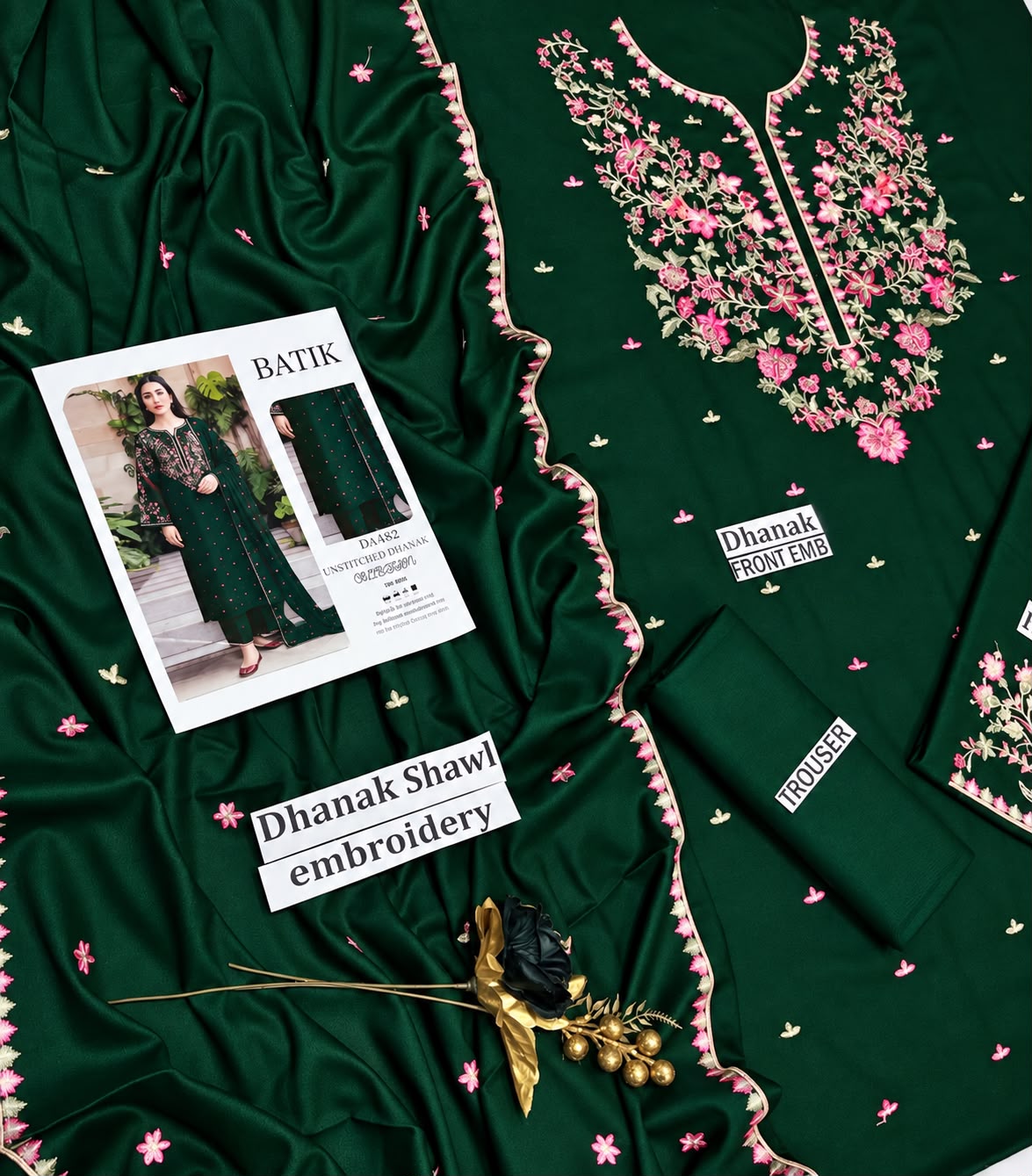Batik Winter Olive – 3PC Unstitched Dhanak Embroidered Suit
