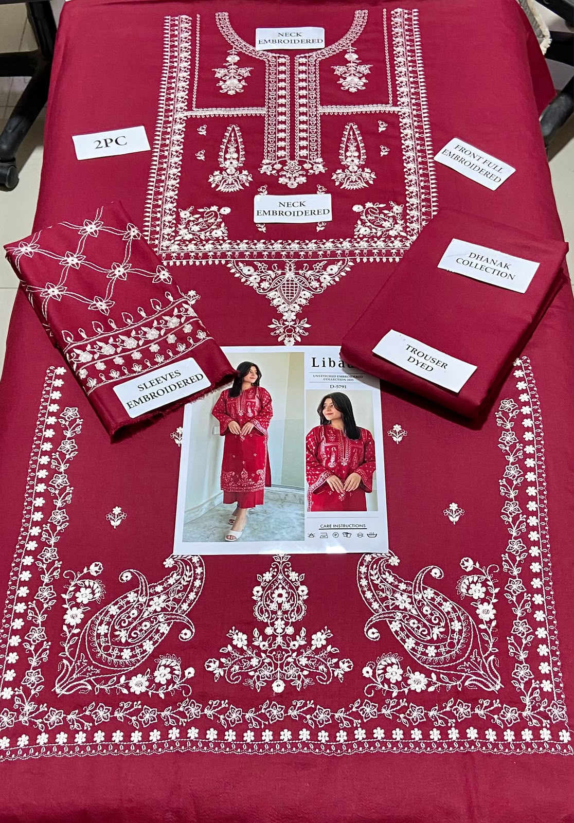 2 Piece - Unstitched Dhanak Embroidered Suite