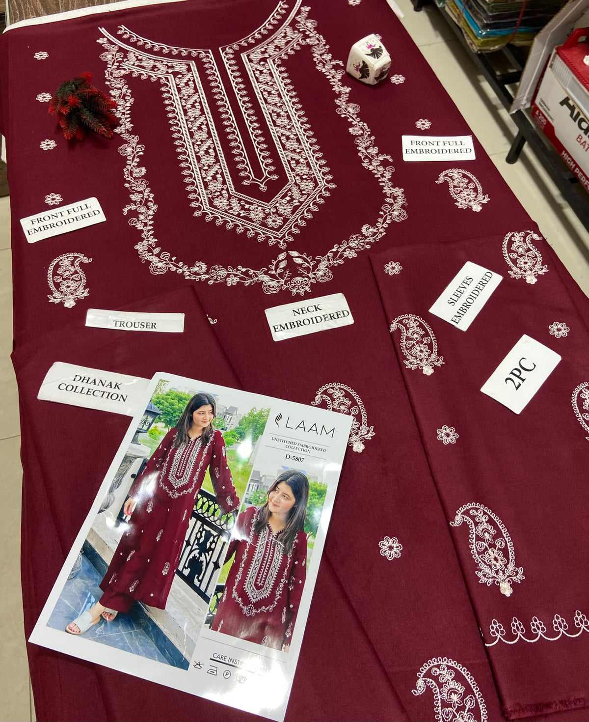 2 Piece - Unstitched Dhanak Embroidered Suit