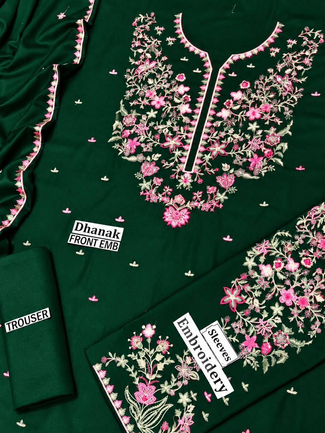 Batik Winter Olive – 3PC Unstitched Dhanak Embroidered Suit