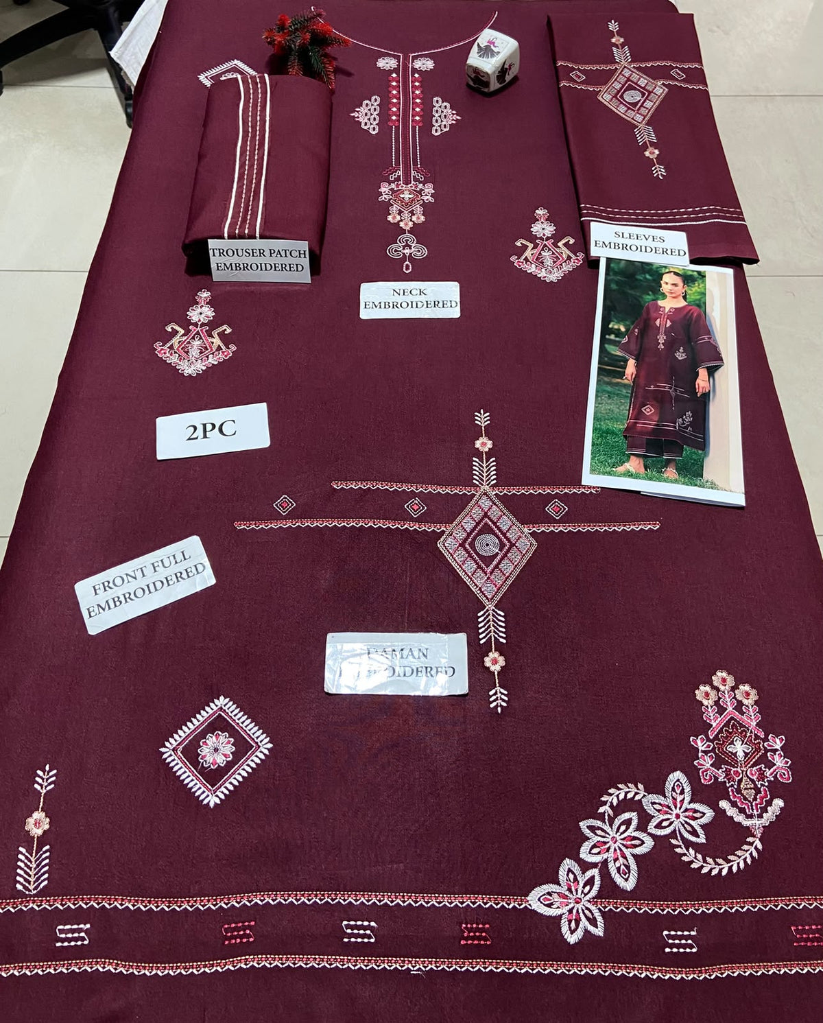 ZIVA 2 Piece - Unstitched Dhanak Embroidered Suite