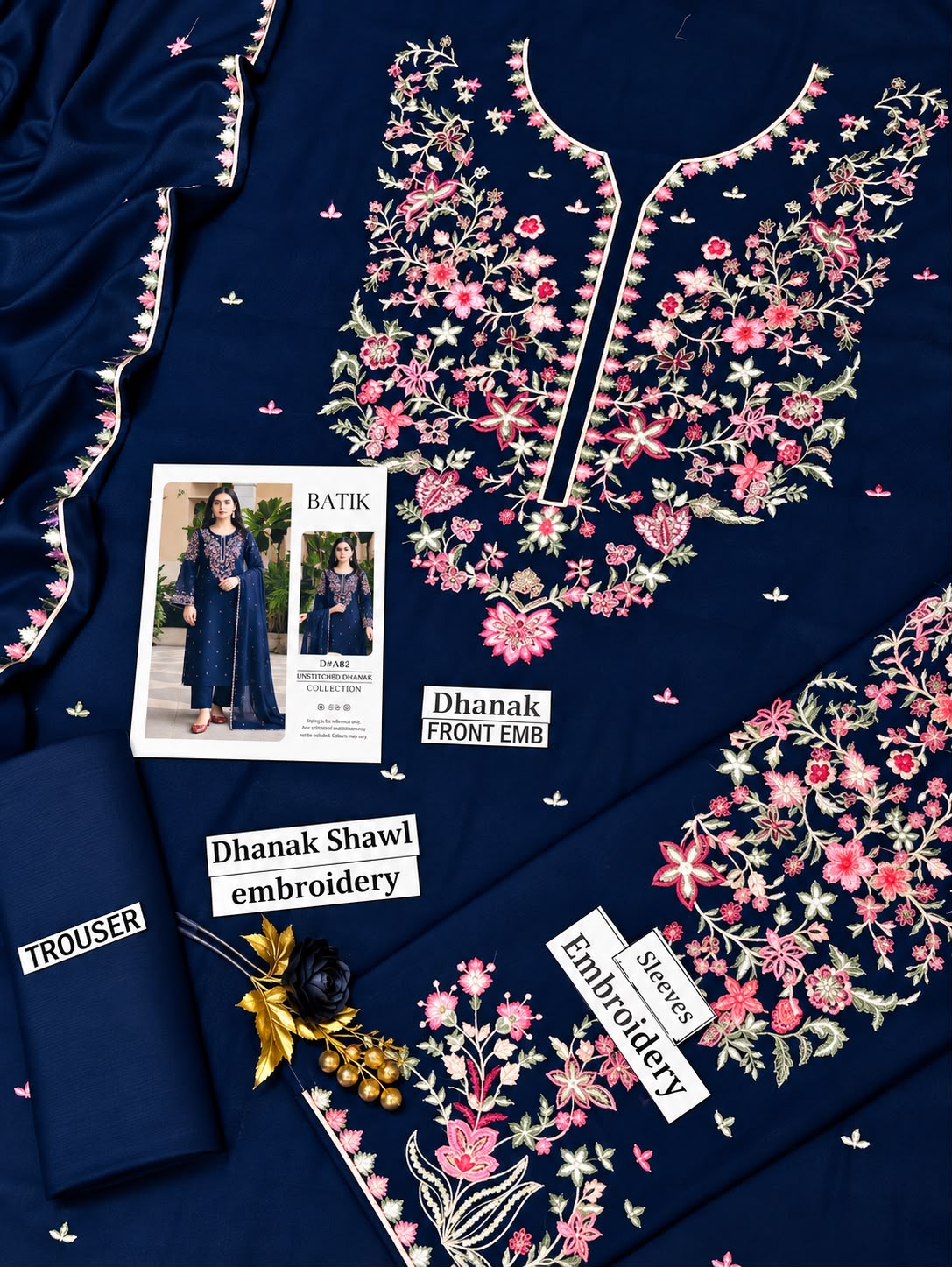 Batik Winter Midnight – 3PC Unstitched Dhanak Embroidered Suit