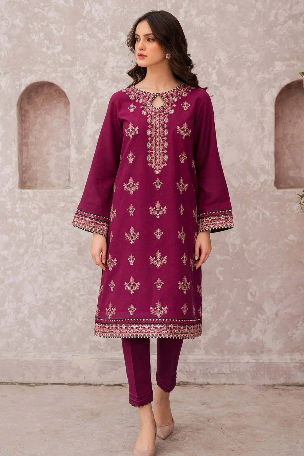 JAZMIN - 3PC LAWN EMBROIDERED SHIRT WITH DIAMOND PRINTED DUPATTA AND TROUSER - HML1399