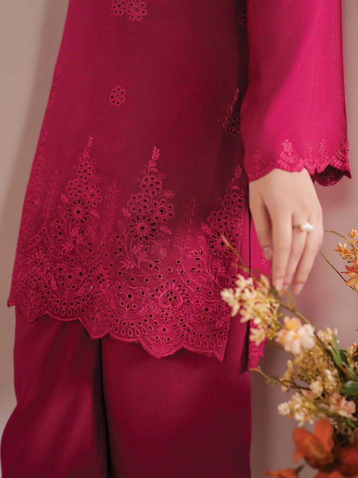 Sapphire - Dhanak 3-Piece Unstitched Embroidered Suit