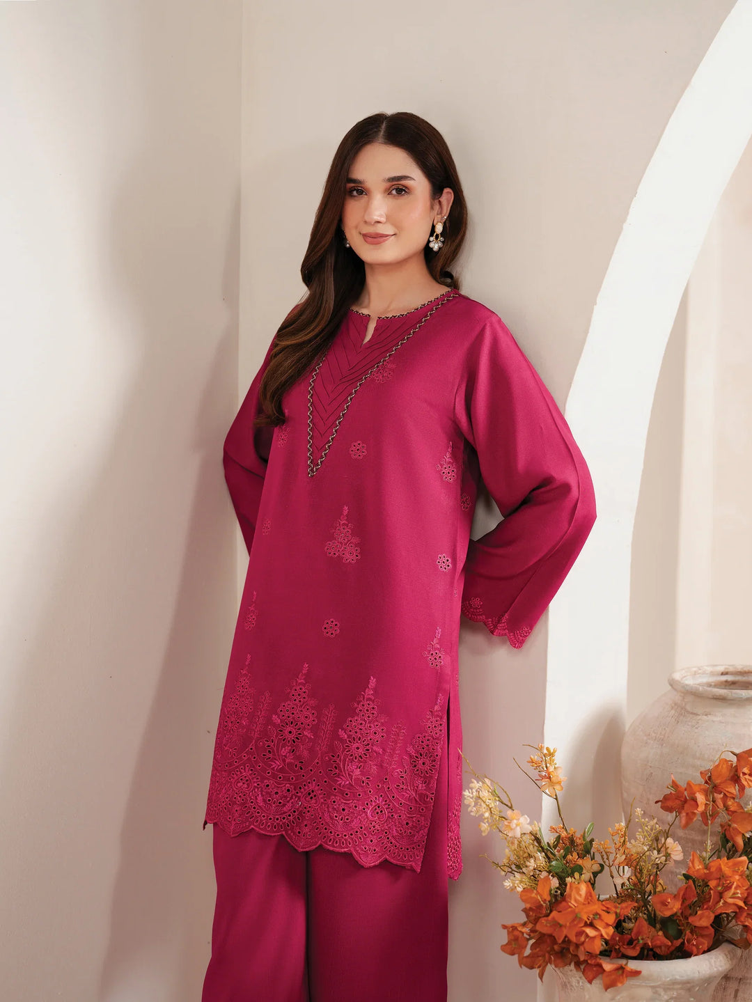 Sapphire - Dhanak 3-Piece Unstitched Embroidered Suit