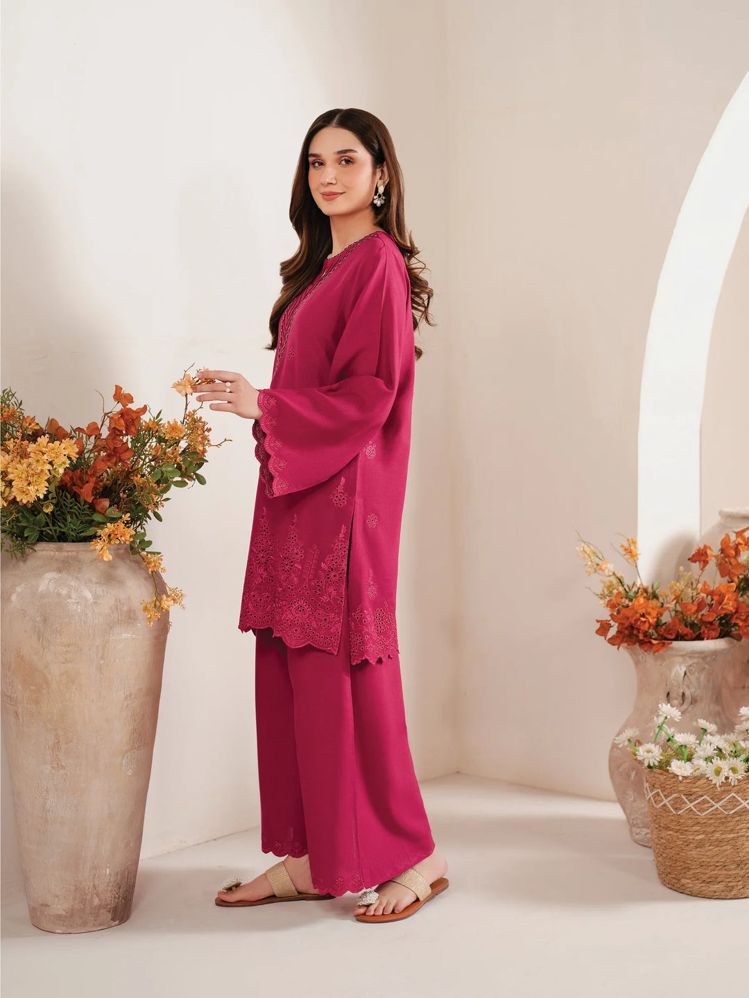 Sapphire - Dhanak 3-Piece Unstitched Embroidered Suit