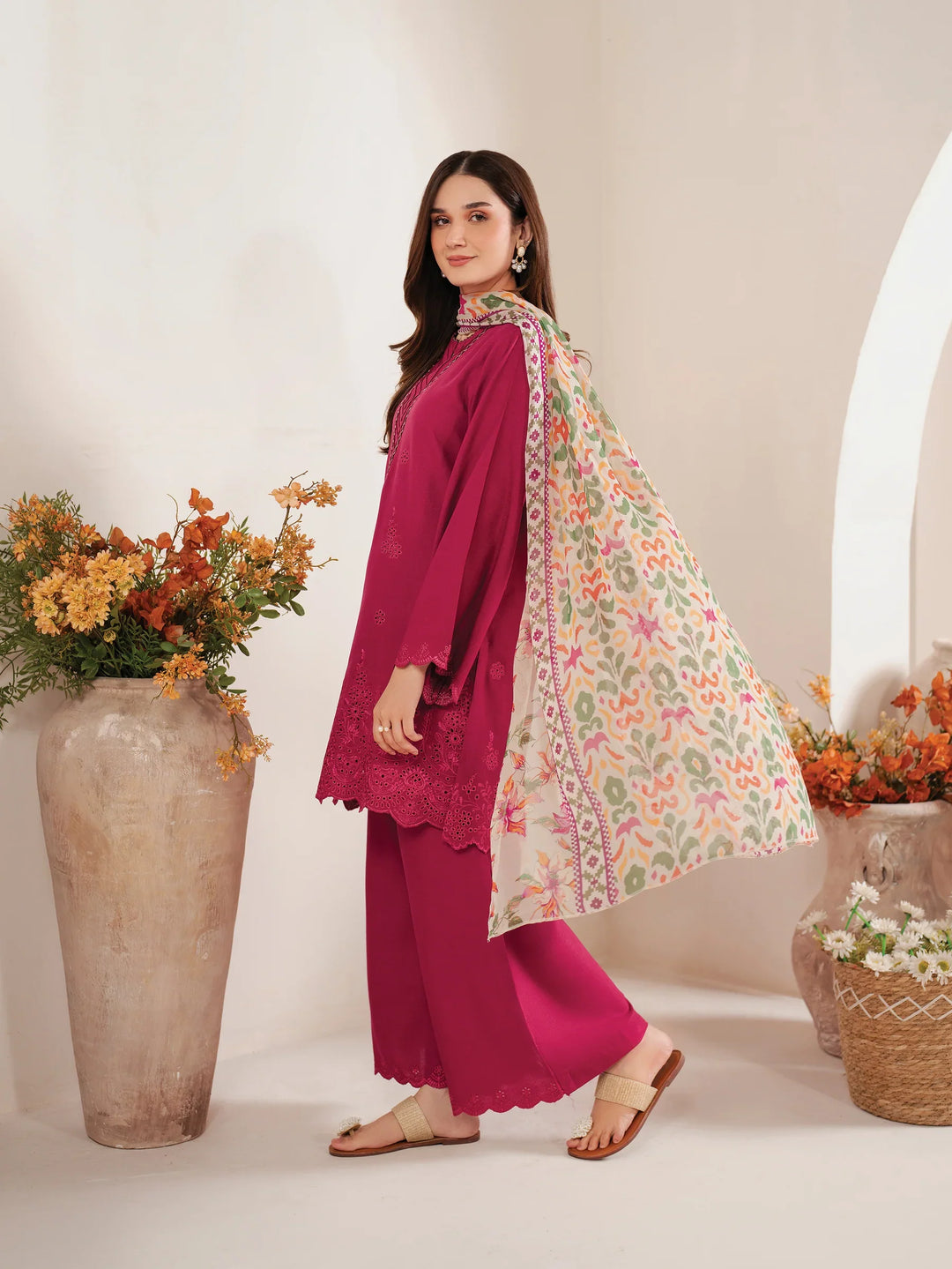 Sapphire - Dhanak 3-Piece Unstitched Embroidered Suit