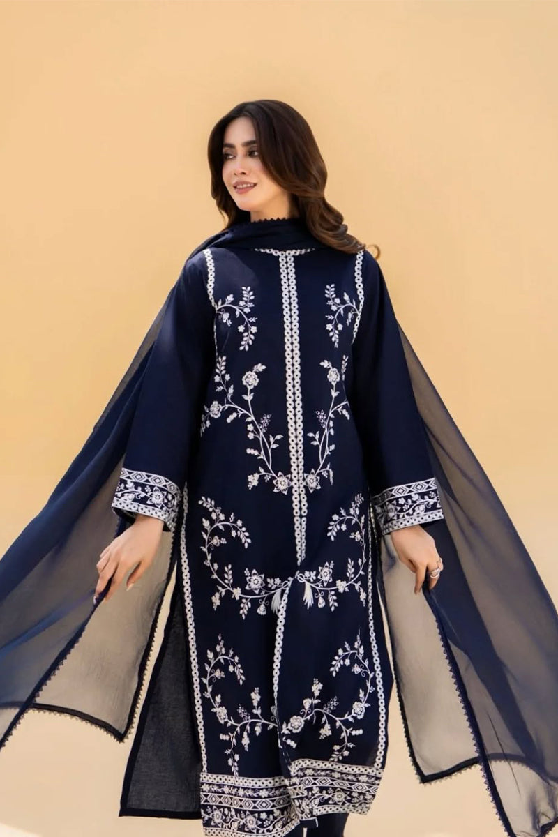 SERAN - 3PC UNSTICH DHANAK EMBROIDERED