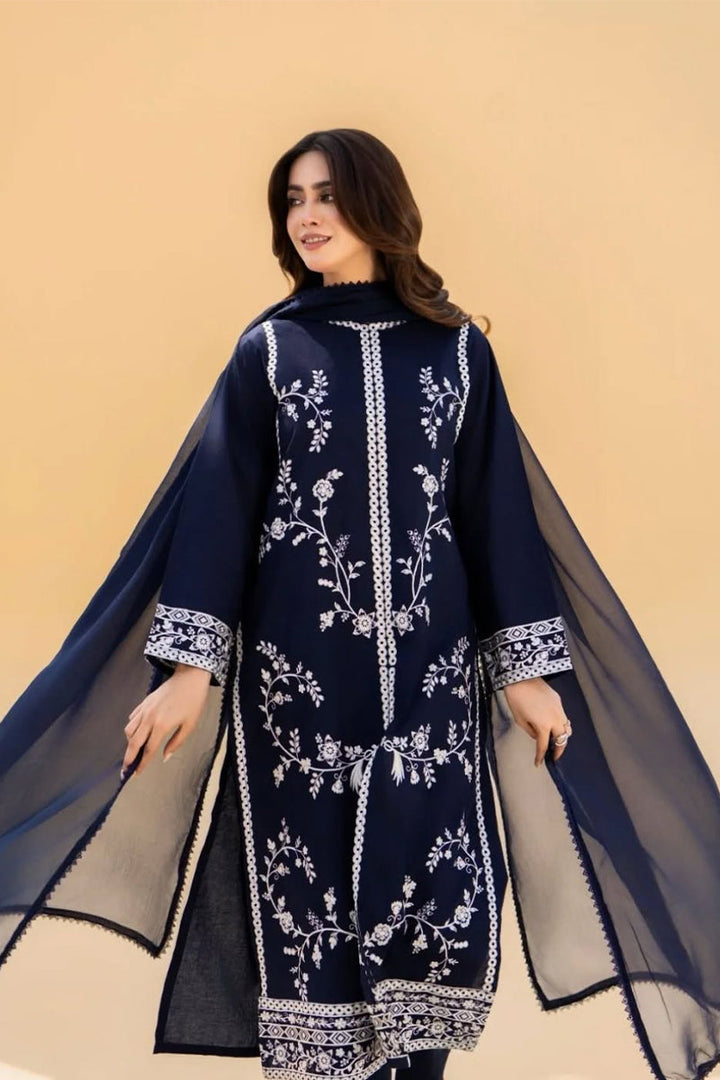 SERAN - 3PC UNSTICH DHANAK EMBROIDERED