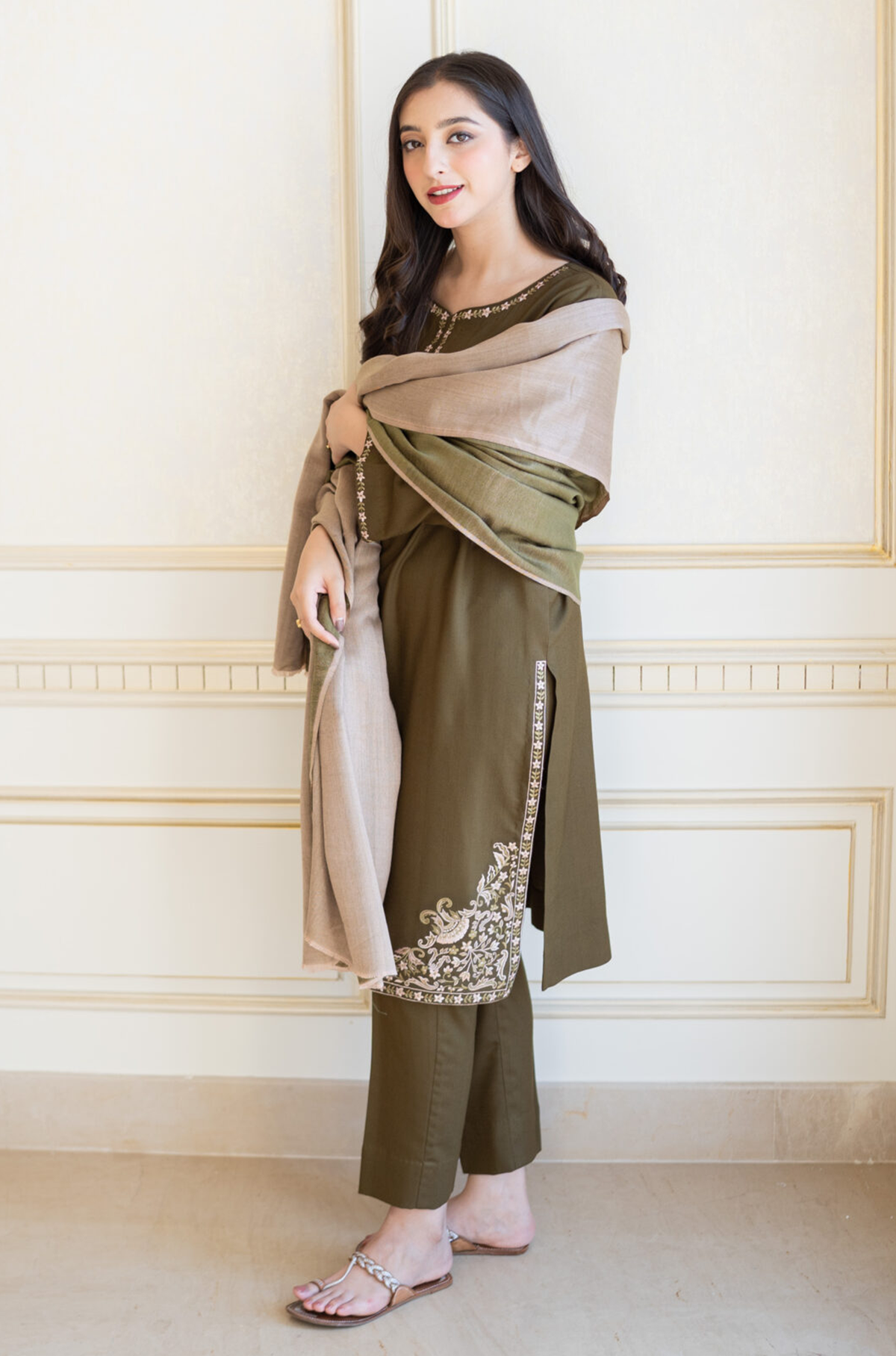 AISLING - Dhanak 3-Piece Unstitched Embroidered Suit