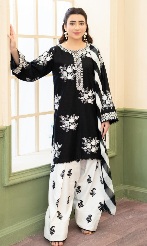Zara Shahjahan - 3PC Unstitched Dhanak Embroidered Suit