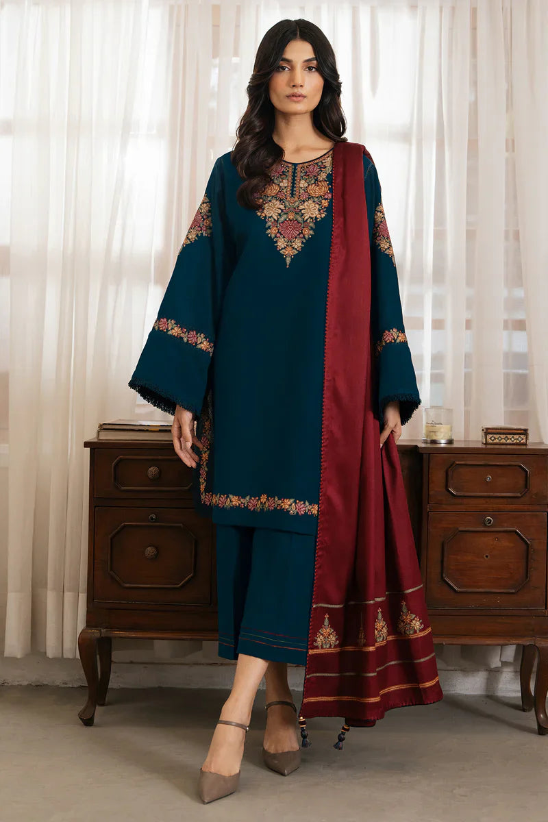 JAZMIN Winter Unstitched 3pc Dhanak Embroidered Suite -AC 0692
