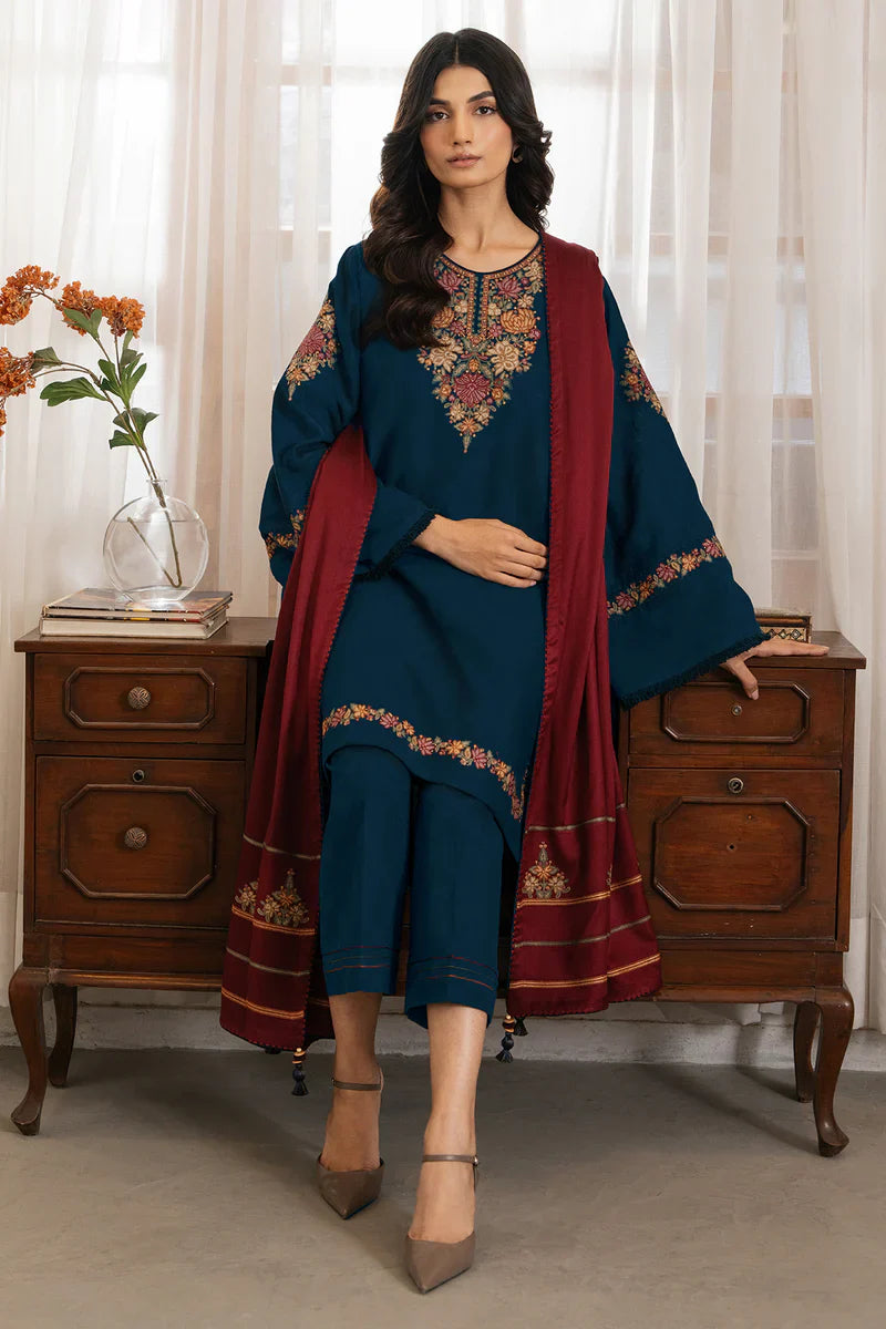 JAZMIN Winter Unstitched 3pc Dhanak Embroidered Suite -AC 0692
