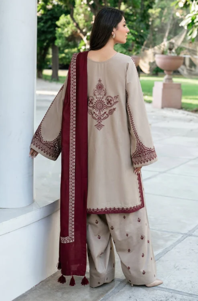 Baroque - 3PC Unstitched Dhanak Embroidered Suit