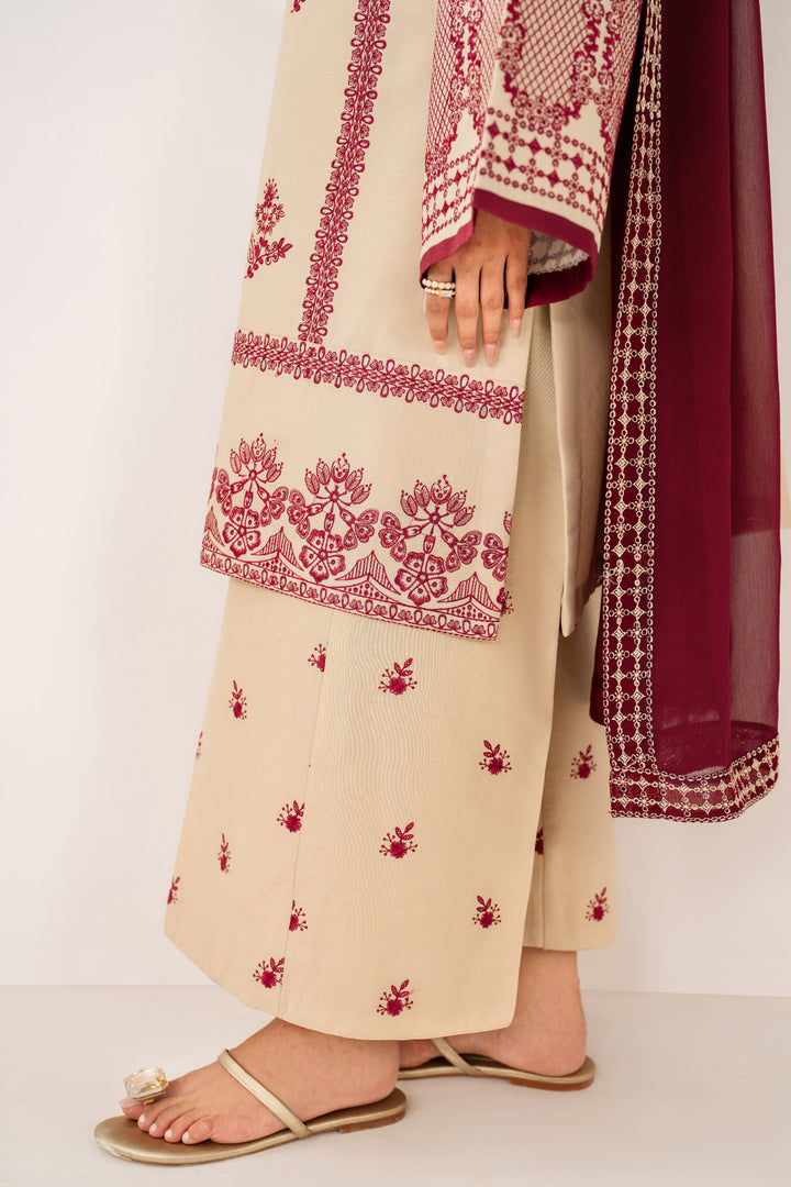 Jeena - Dhanak 3-Piece Unstitched Embroidered Suit