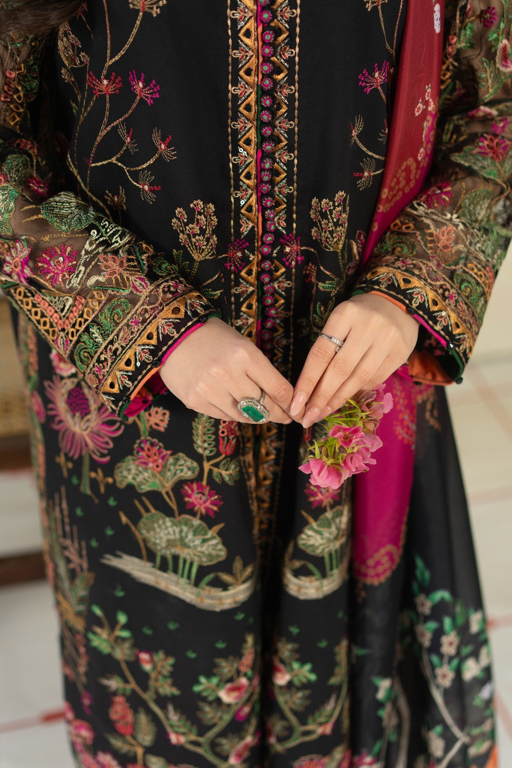 Maryum N Maria - Aleaha Dhanak 3-Piece Unstitched Embroidered Suit