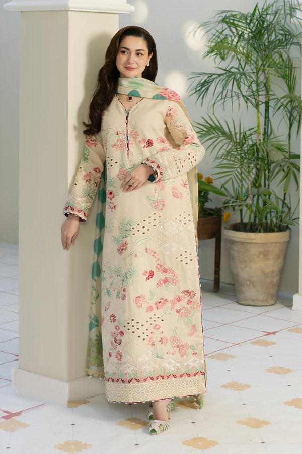 Maryum & Maria - Dhanak 3-Piece Unstitched Embroidered Suit