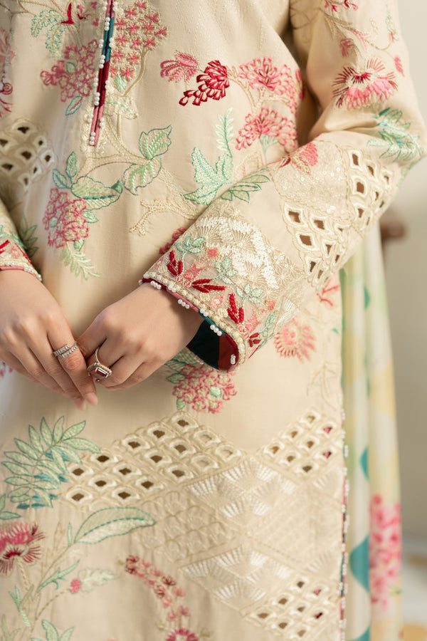 Maryum & Maria - Dhanak 3-Piece Unstitched Embroidered Suit
