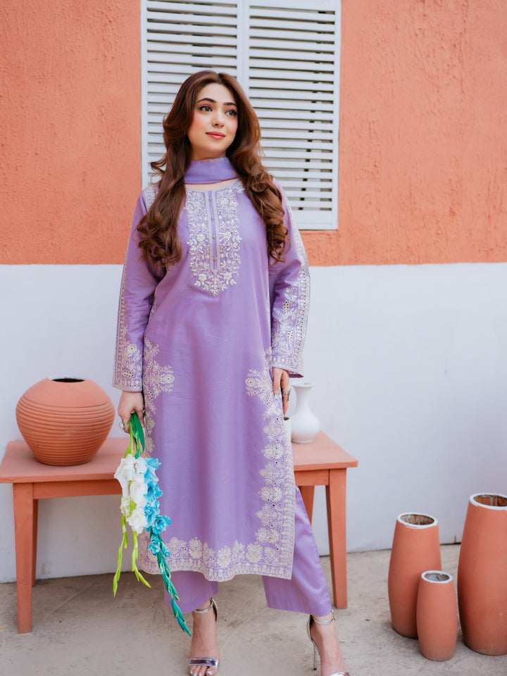 PEZWAN - 3PC Unstitched Dhanak Heavy Embroidered Suit