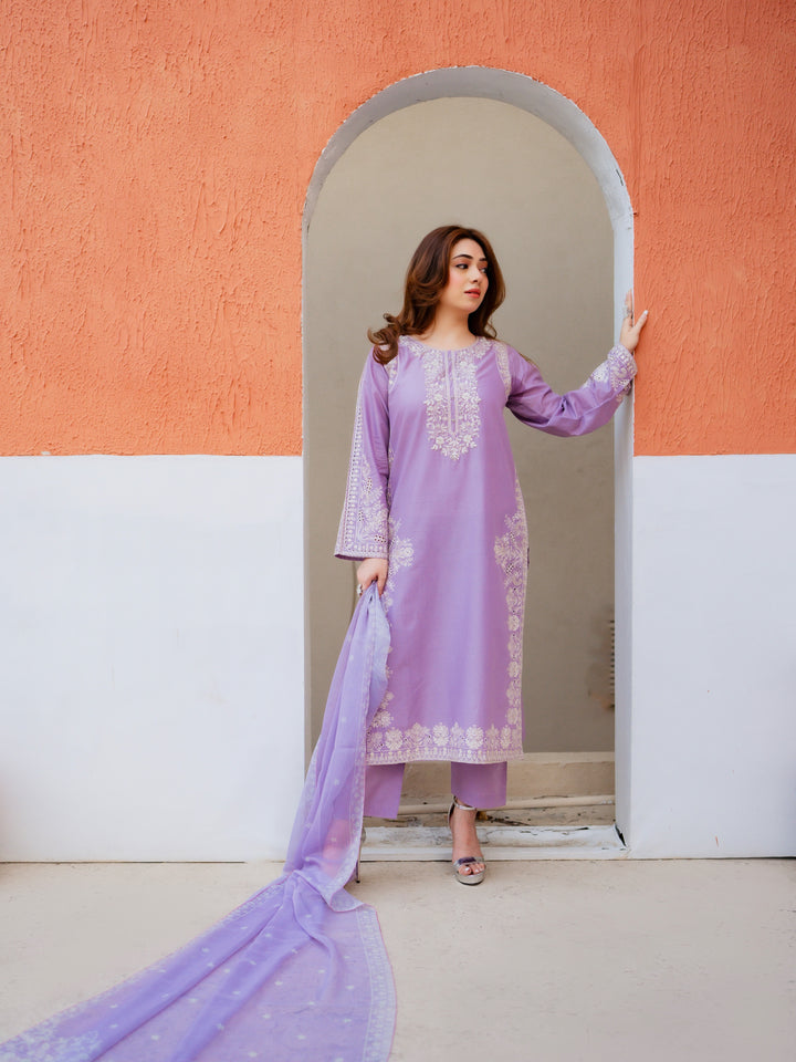 PEZWAN - 3PC Unstitched Dhanak Heavy Embroidered Suit