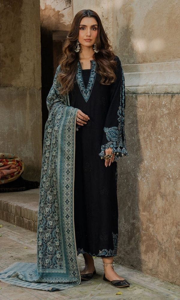 Izel - Dhanak 3-Piece Unstitched Embroidered Suit