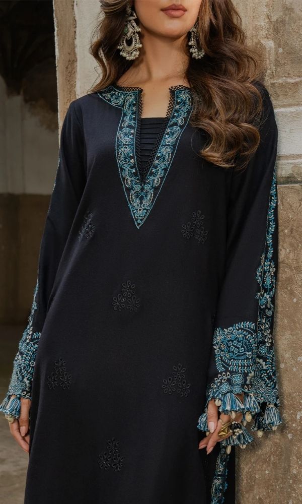 Izel - Dhanak 3-Piece Unstitched Embroidered Suit