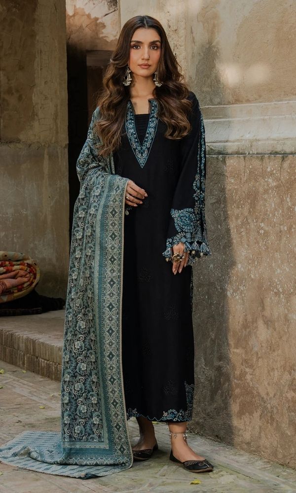 Izel - Dhanak 3-Piece Unstitched Embroidered Suit