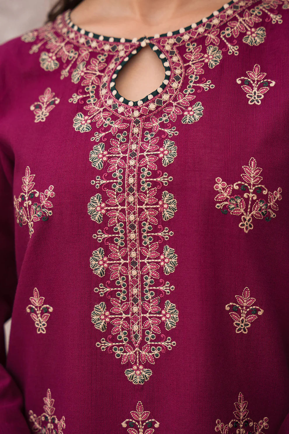 JAZMIN - 3PC LAWN EMBROIDERED SHIRT WITH DIAMOND PRINTED DUPATTA AND TROUSER - HML1399