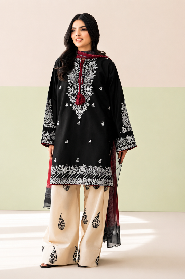 Marwa - Dhanak 3-Piece Unstitched Embroidered Suit