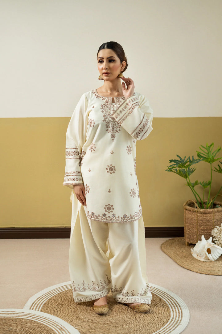 URGE- Unstitched 2 Piece Embroidered Dhanak Suit