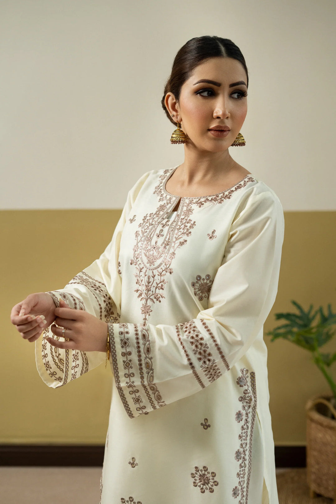 URGE- Unstitched 2 Piece Embroidered Dhanak Suit