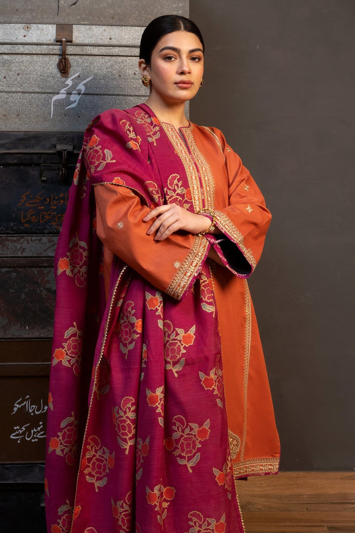 Coco By Zara Shahjahan - 3PC Dhanak Embroidered Suit  - USME-015052