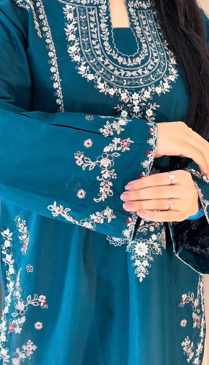 Anmol - 2PC Unstitched Dhanak Embroidered Suit